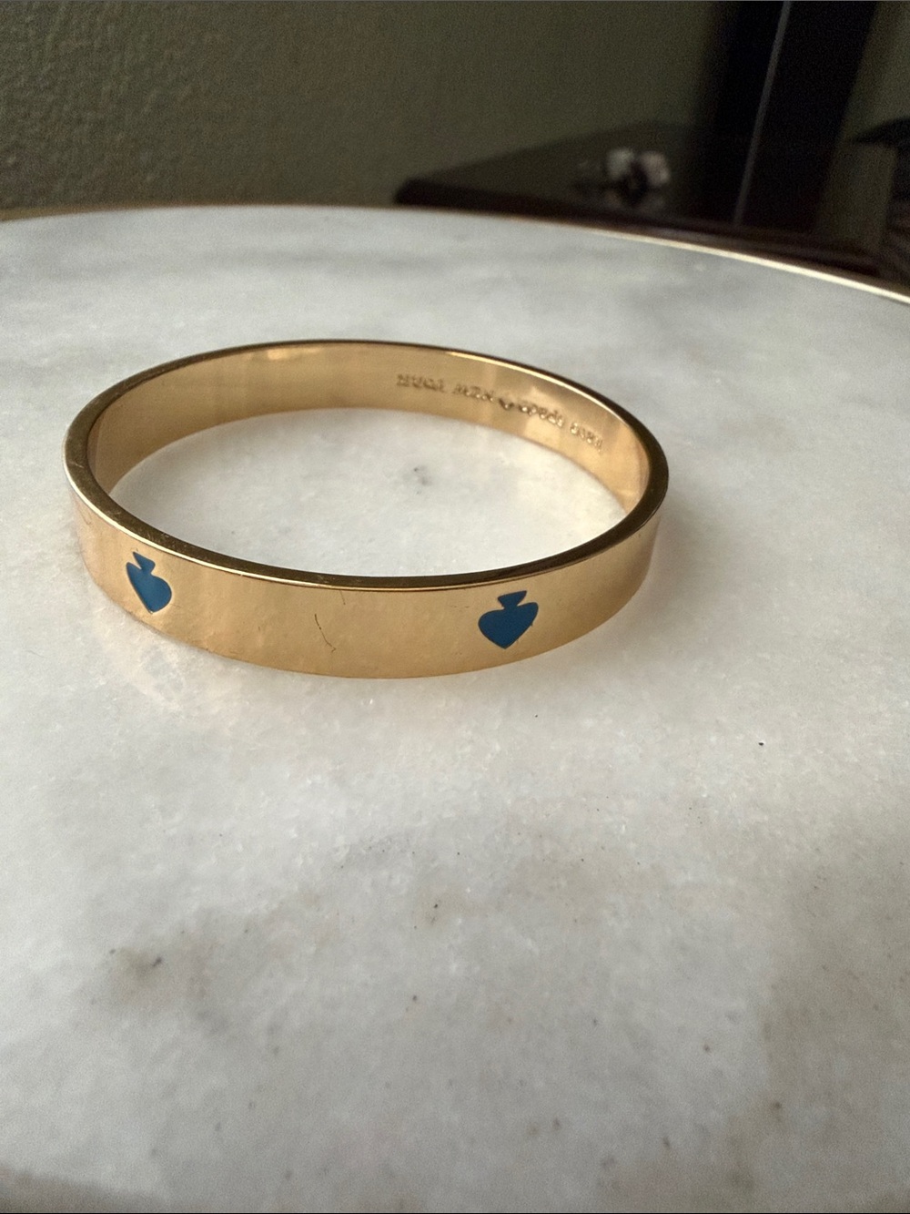 Kate spade Gold-Tone Blue Heart Inlay Bangle Bracelet - Picture 2 of 3